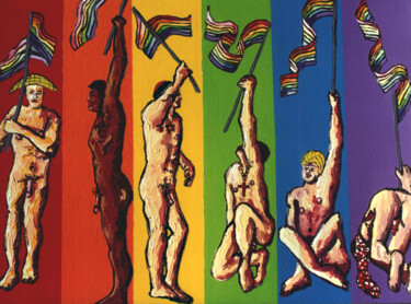 Malerei mit dem Titel "gay  nation queer a…" von Raphael Perez, Original-Kunstwerk, Acryl