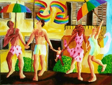 Malerei mit dem Titel "new gay family pain…" von Raphael Perez, Original-Kunstwerk, Acryl