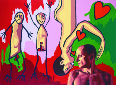 Malerei mit dem Titel "the kiss gay art pa…" von Raphael Perez, Original-Kunstwerk, Acryl