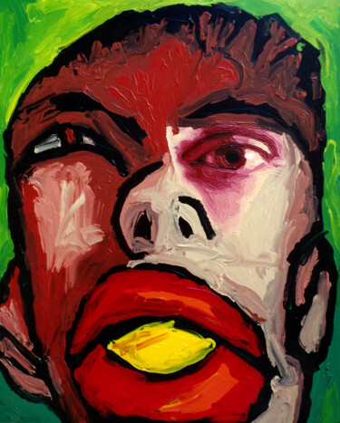 Pintura intitulada "expressive portrait…" por Raphael Perez, Obras de arte originais, Óleo