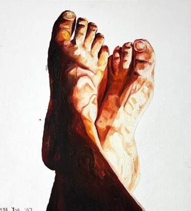 Pittura intitolato "my legs oil on canv…" da Raphael Perez, Opera d'arte originale, Olio