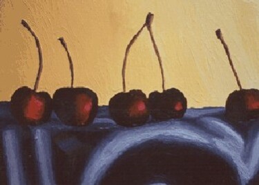Painting titled "still life Cherries…" by Raphael Perez, Original Artwork, Acrylic