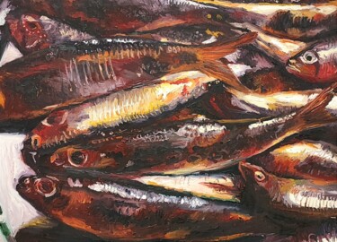 Painting titled "fish painting oil o…" by Raphael Perez, Original Artwork, Oil