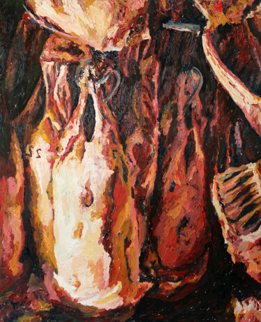 Painting titled "meat  after chaim s…" by Raphael Perez, Original Artwork, Oil