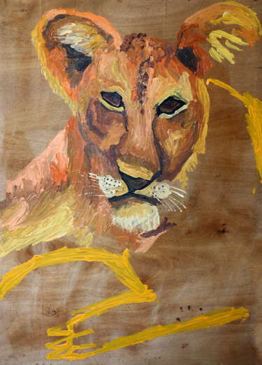 Painting titled "lioness painting ar…" by Raphael Perez, Original Artwork, Acrylic