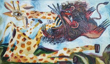 Painting titled "lion painting acryl…" by Raphael Perez, Original Artwork, Acrylic