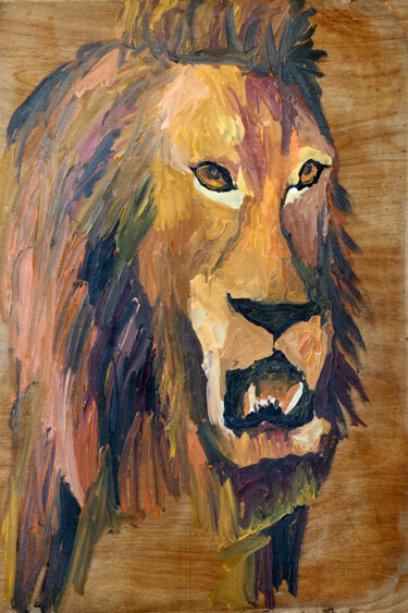 Malerei mit dem Titel "lion painting artwo…" von Raphael Perez, Original-Kunstwerk, Acryl