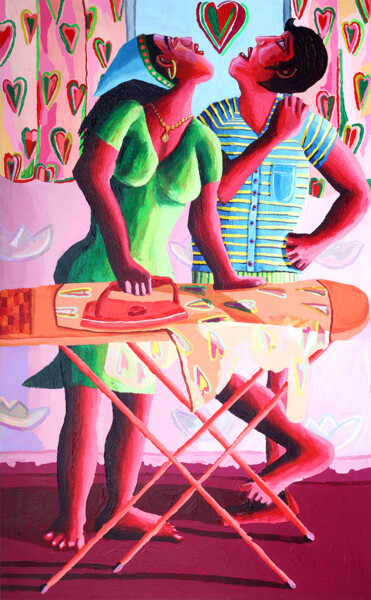 Pintura intitulada "couple men women co…" por Raphael Perez, Obras de arte originais, Acrílico