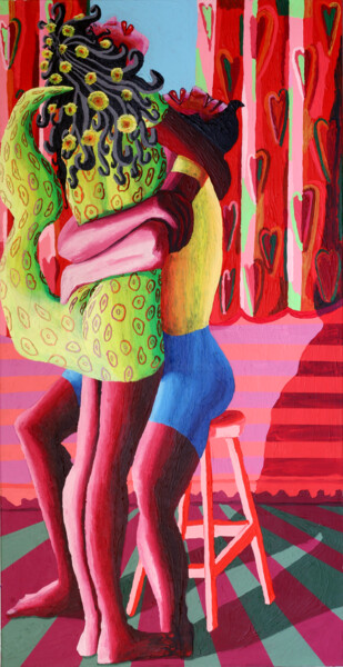 Картина под названием "male female hugging…" - Raphael Perez, Подлинное произведение искусства, Акрил
