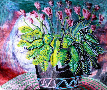 Painting titled "flower artwork mode…" by Raphael Perez, Original Artwork, Acrylic