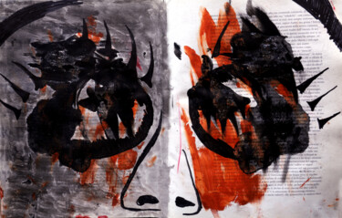 Peinture intitulée "abstract face drawi…" par Raphael Perez, Œuvre d'art originale, Acrylique
