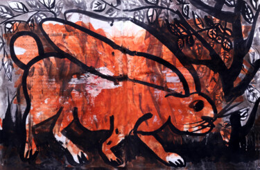 Dessin intitulée "rabbit drawing isra…" par Raphael Perez, Œuvre d'art originale, Acrylique