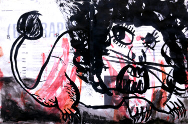 Rysunek zatytułowany „expressive lion dra…” autorstwa Raphael Perez, Oryginalna praca, Akryl
