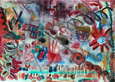 Peinture intitulée "COLORFUL MODERN wat…" par Raphael Perez, Œuvre d'art originale, Aquarelle