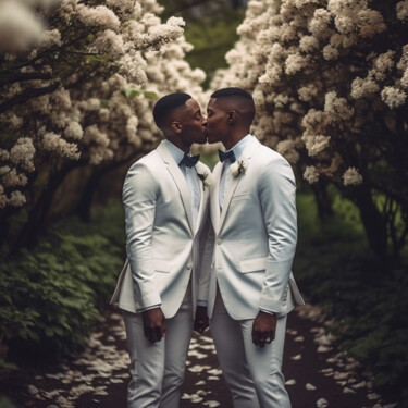 Digitale Kunst getiteld "homosexual love pho…" door Raphael Perez, Origineel Kunstwerk, AI gegenereerde afbeelding