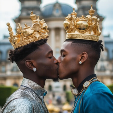 Digital Arts με τίτλο "black gay men marri…" από Raphael Perez, Αυθεντικά έργα τέχνης, Εικόνα που δημιουργήθηκε με AI