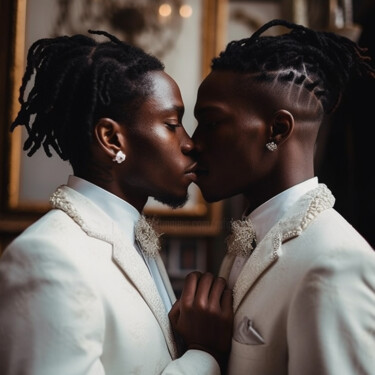 Grafika cyfrowa / sztuka generowana cyfrowo zatytułowany „young black gay men…” autorstwa Raphael Perez, Oryginalna praca, O…