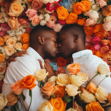 "gay men love lgbt c…" başlıklı Dijital Sanat Raphael Perez tarafından, Orijinal sanat, AI tarafından oluşturulan görüntü