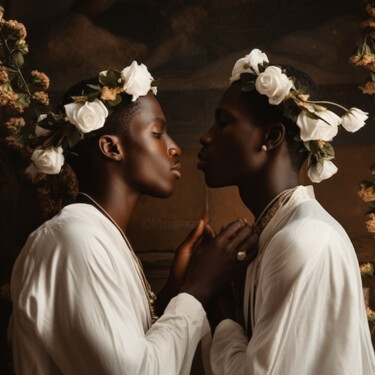 Digitale Kunst mit dem Titel "Ai black gay love l…" von Raphael Perez, Original-Kunstwerk, KI-generiertes Bild