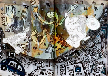 Malerei mit dem Titel "拉斐尔·佩雷斯 以色列天真的画家艺术家…" von Raphael Perez, Original-Kunstwerk, Acryl