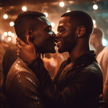 Digitale Kunst getiteld "hommes gays noirs c…" door Raphael Perez, Origineel Kunstwerk, AI gegenereerde afbeelding