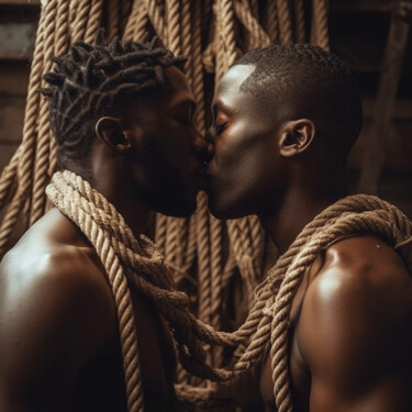 Arte digitale intitolato "זוג גברים הומואים מ…" da Raphael Perez, Opera d'arte originale, Immagine generata dall'IA