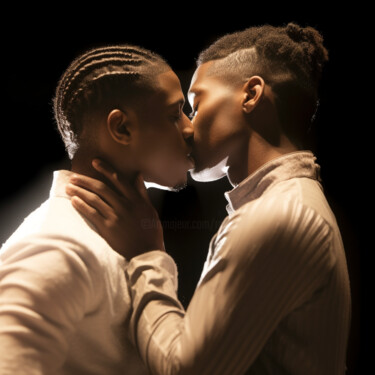 Arts numériques intitulée "אהבה קווירית שני גב…" par Raphael Perez, Œuvre d'art originale, Image générée par l'IA
