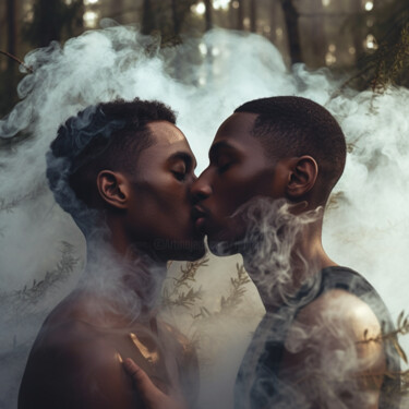 Digitale Kunst getiteld "Uranian black gay m…" door Raphael Perez, Origineel Kunstwerk, AI gegenereerde afbeelding