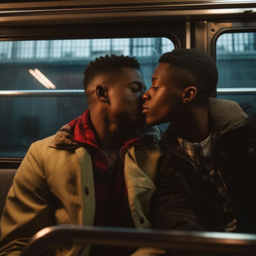 Arte digital titulada "beautiful black gay…" por Raphael Perez, Obra de arte original, Imagen generada por IA