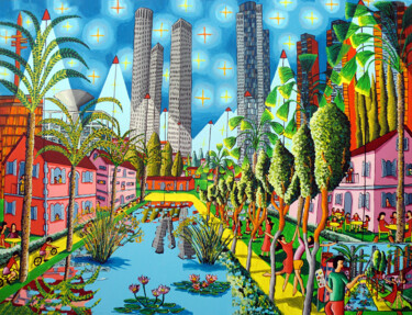 Malerei mit dem Titel "sharona park tel av…" von Raphael Perez, Original-Kunstwerk, Acryl