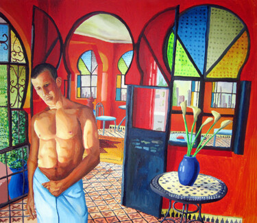 Pintura titulada "male nude painting…" por Raphael Perez, Obra de arte original, Acrílico