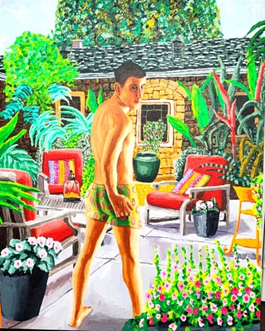 Painting titled "homoerotic gay art…" by Raphael Perez, Original Artwork, Acrylic