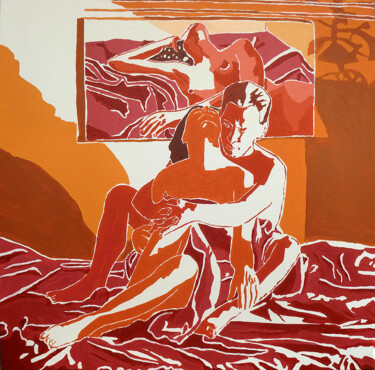 Malerei mit dem Titel "homme relation femm…" von Raphael Perez, Original-Kunstwerk, Acryl