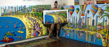 Malerei mit dem Titel "colorful naive pain…" von Raphael Perez, Original-Kunstwerk, Acryl