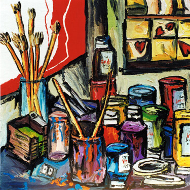 Painting titled "still life expressi…" by Raphael Perez, Original Artwork, Acrylic