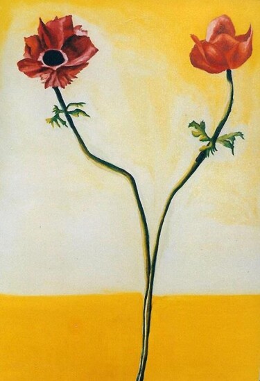 Pintura titulada "anemones flowers pa…" por Raphael Perez, Obra de arte original, Oleo