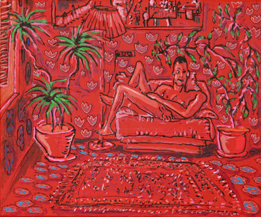 Pintura titulada "erotic male nude pa…" por Raphael Perez, Obra de arte original, Acrílico