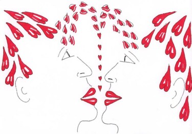 Dibujo titulada "france kiss drawing…" por Raphael Perez, Obra de arte original, Tinta