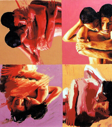 Malerei mit dem Titel "gay art homosexual…" von Raphael Perez, Original-Kunstwerk, Acryl