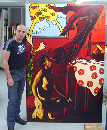 Pittura intitolato "gay art homosexual…" da Raphael Perez, Opera d'arte originale, Acrilico