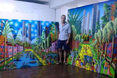 Pintura titulada "colorfull large nai…" por Raphael Perez, Obra de arte original, Acrílico