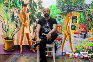 绘画 标题为“gay art homoerotic…” 由Raphael Perez, 原创艺术品, 丙烯