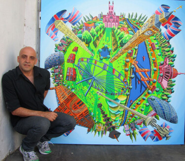 绘画 标题为“london city paintin…” 由Raphael Perez, 原创艺术品, 丙烯