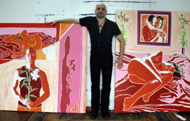 Pintura titulada "red paintings eroti…" por Raphael Perez, Obra de arte original, Acrílico