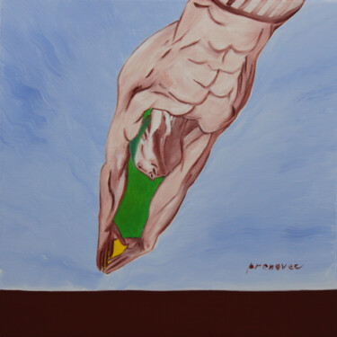 Ζωγραφική με τίτλο "Plongeon, 7/13, "Ar…" από Raphaël Prenovec, Αυθεντικά έργα τέχνης, Λάδι Τοποθετήθηκε στο Ξύλινο φορείο σ…