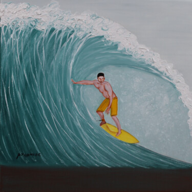 Painting titled "Surf, 10/13, Série…" by Raphaël Prenovec, Original Artwork, Oil Mounted on Wood Stretcher frame