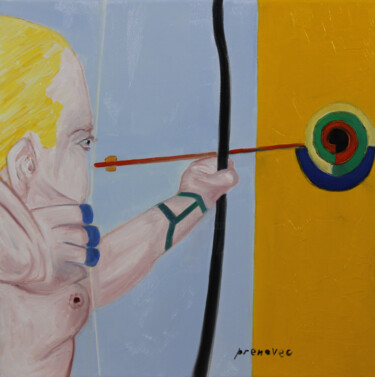 Pintura titulada "Tir à l'arc, 11/13,…" por Raphaël Prenovec, Obra de arte original, Oleo Montado en Bastidor de camilla de…