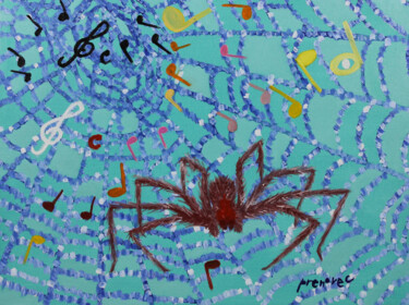 Peinture intitulée "L'araignée violon,…" par Raphaël Prenovec, Œuvre d'art originale, Huile Monté sur Carton