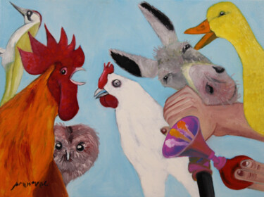 Peinture intitulée "Symphonie animale,…" par Raphaël Prenovec, Œuvre d'art originale, Huile