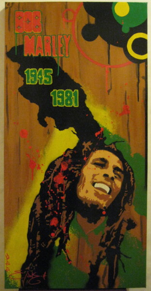 Peinture intitulée "Hommage à Bob Marley" par Raphael Trigaux (Colorzyourmind), Œuvre d'art originale, Acrylique Monté sur C…